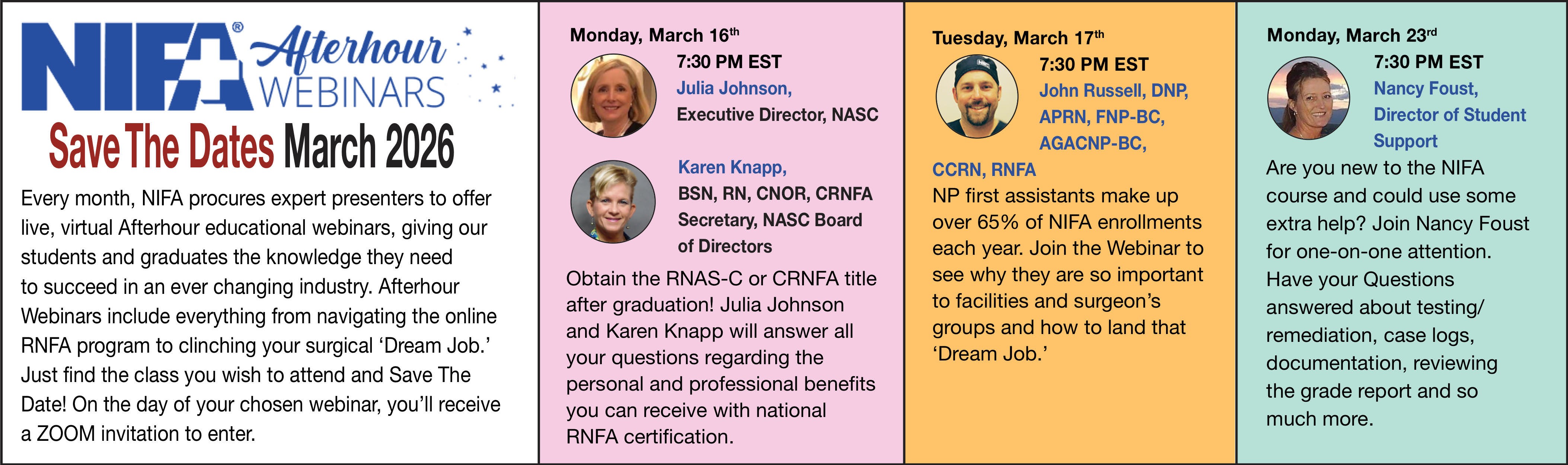 March 2025 Afterhour schedule